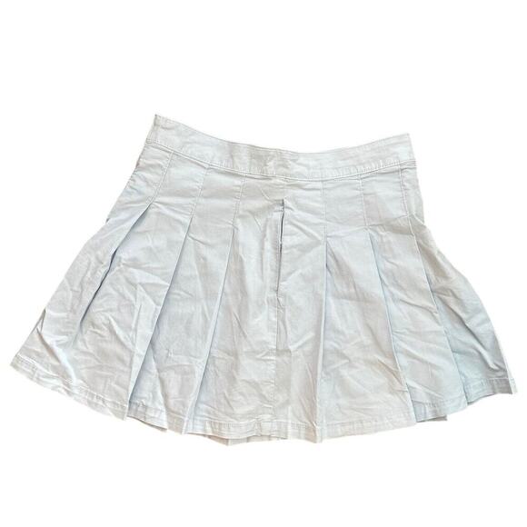 NWT American Eagle Twill Pleated Skirt In Light Blue Size 8 - Picture 1 of 5